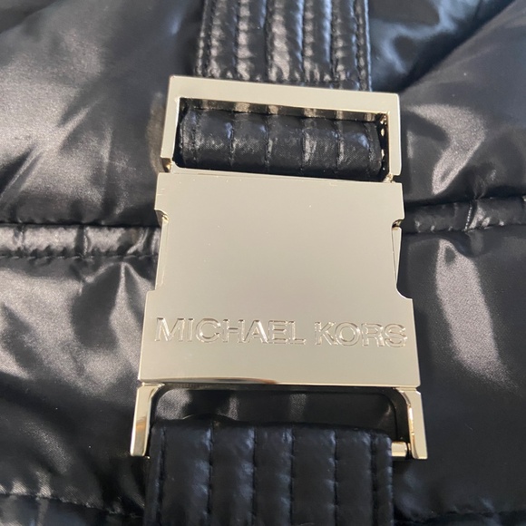 Michael Kors Women's Metallic Belted Faux-Fur-Trim Hooded Puffer Coat Size S - Picture 6 of 14